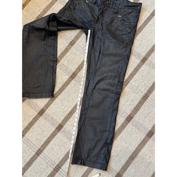 Projek Raw Wax Coated Jeans Men’s 32 X 32 Black Moto Regular Fit Loose - Picture 9 of 13